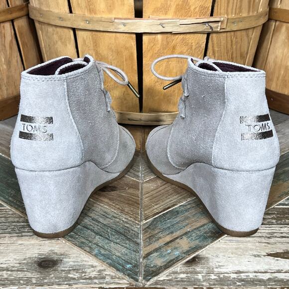 Toms Kala Wedge Tan Suede Desert Lace-Up Ankle Boots Booties Womens Size 8.5 - Picture 8 of 11